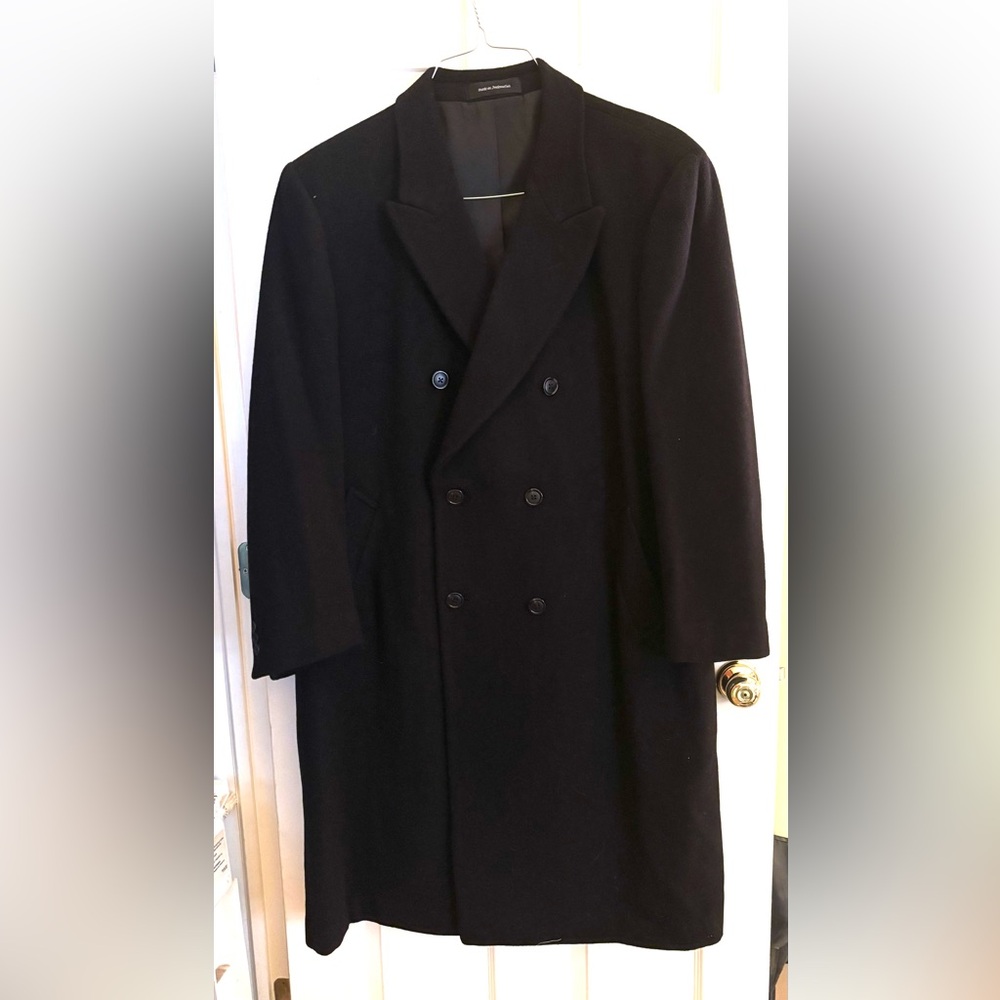 Men’s wool dressy, double-breasted overcoat